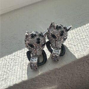 Silver and Black Panther Earrings